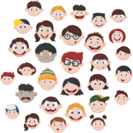 Ilustração de uma turma de alunos